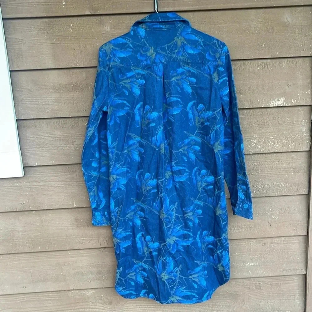 I. McLaughlin blue floral shirt dress size XS - Picture 5 of 5